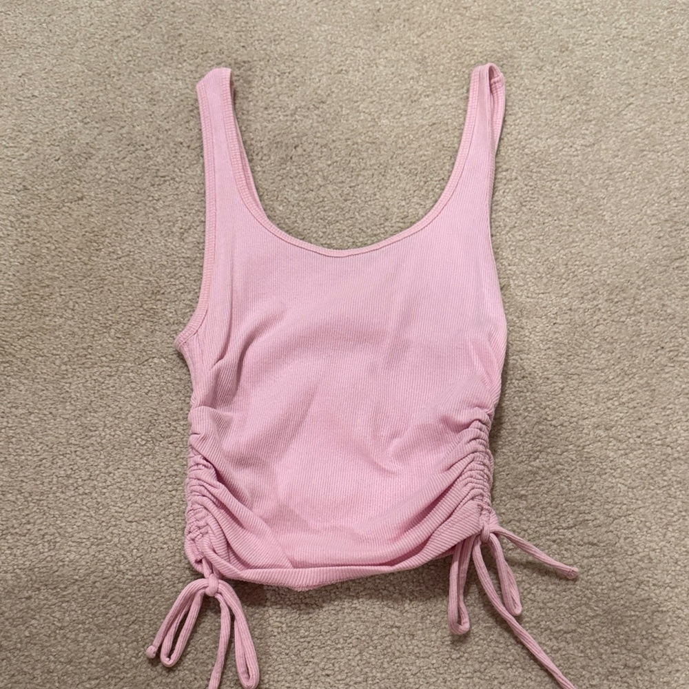 Hollister Light Pink Ribbed Ruched Tank